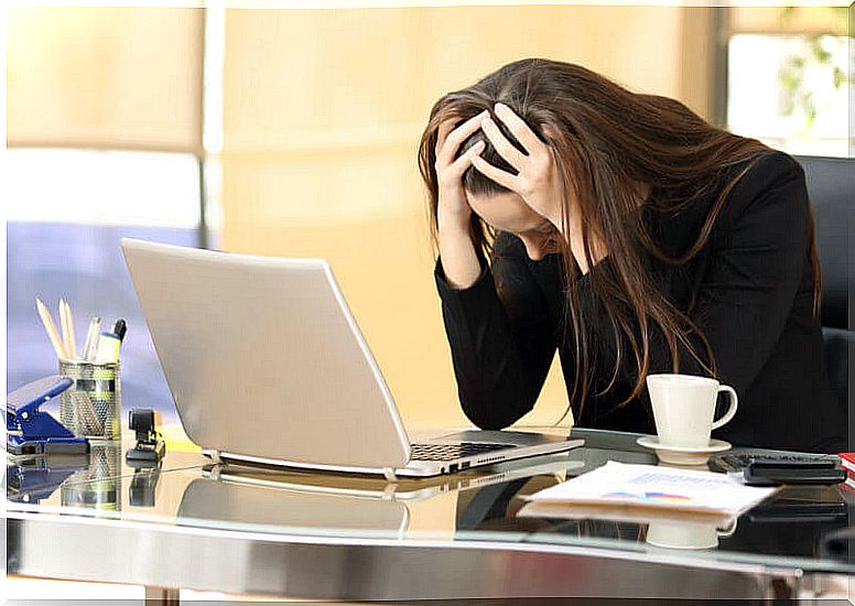 Woman with tired who needs to learn to manage work stress