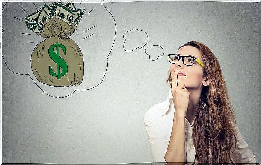 Woman thinking about money