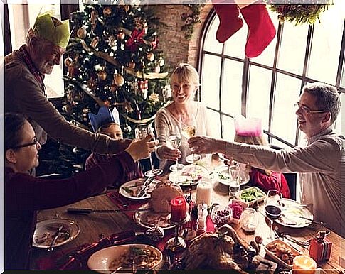 Family having dinner at christmas