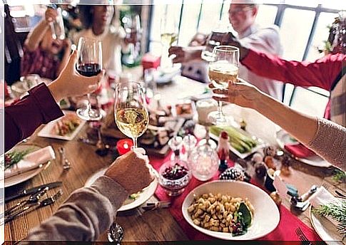 Family having dinner at Christmas