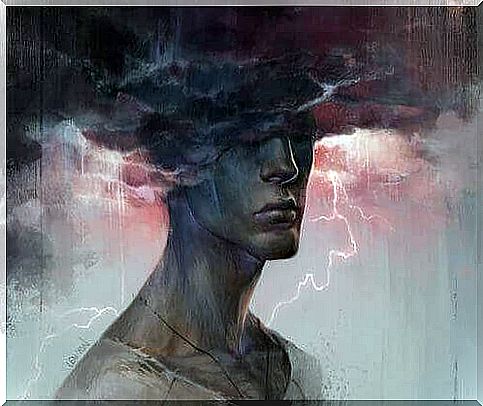 Man with a cloud on his head symbolizing spiteful people