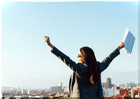 Woman happy with her work