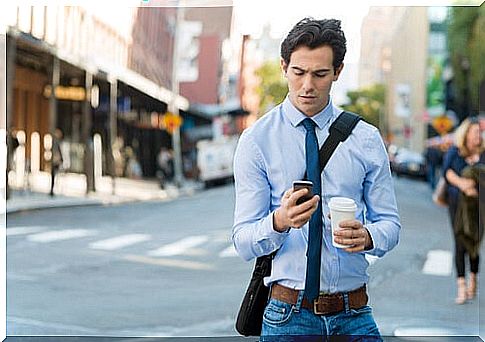 Man walking to work