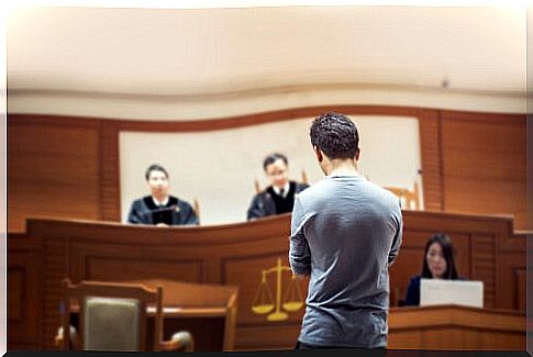 Man as a witness in a trial