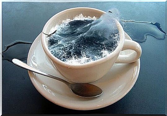 cup with water representing psychological exhaustion