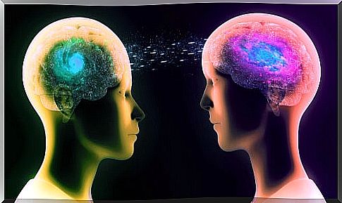 Two people connected by telepathy