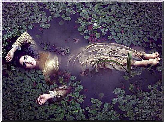 Woman submerged in water