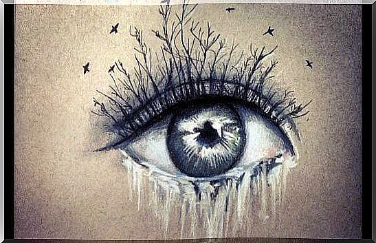 Eye with tears