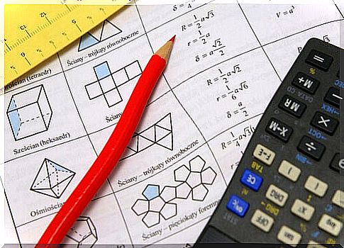 Sheet with math problems a pencil and a calculator